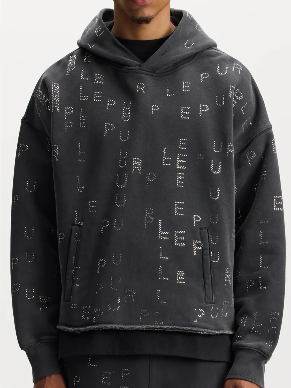PURPLE | crystal sequence oversized fleece hoodie